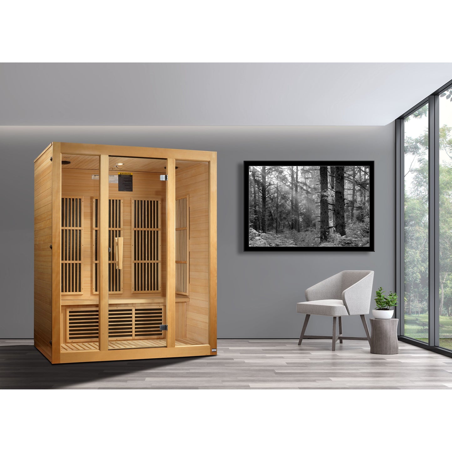 MX-J306-01 Maxxus "Bellevue" 3 Person Low EMF FAR Infrared Sauna Canadian Hemlock